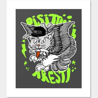 Flying Stray Cat Pisittu Aresti - by Miskel Design Posters and Art